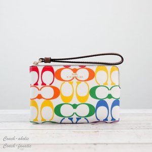 NWT Coach Corner Zip Wristlet In Rainbow *Pride*